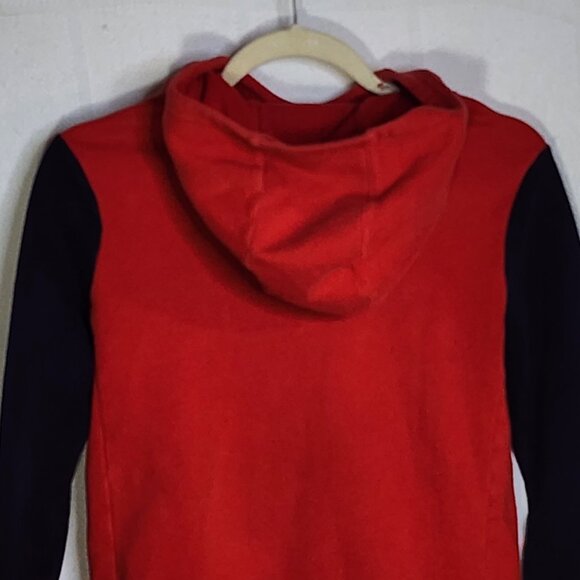 Nike Red Black LS Neon Yellow Logo Hooded Pull On Pocketed Cotton Poly Hoodie L - Picture 13 of 16